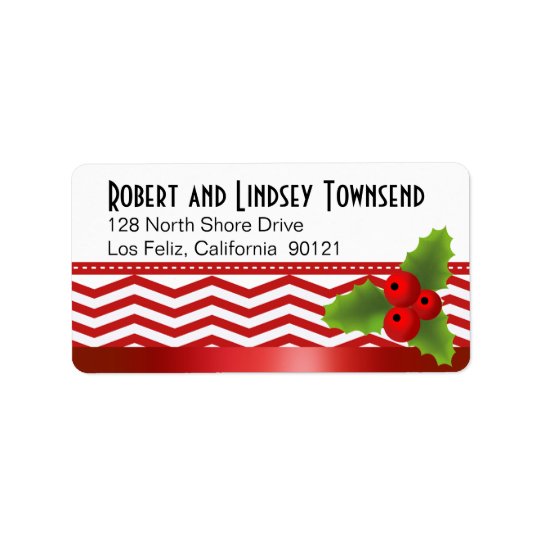 Merry Christmas Chevron Address Label