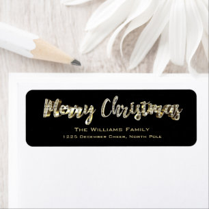 Merry Christmas Chic Black and Gold Script