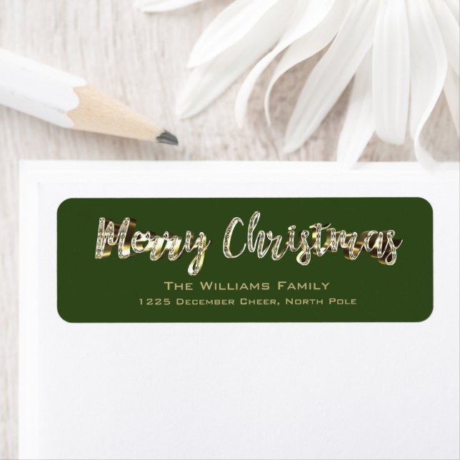 Merry Christmas Chic Green and Gold Script (Insitu)