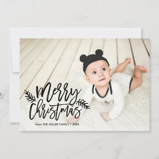 Merry Christmas Chic Hand Lettered Holiday Photo (Front)