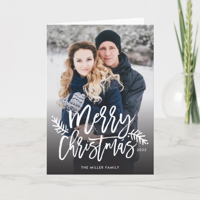 Merry Christmas Chic Hand Lettered Holiday Photo (Front)