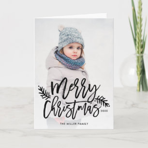 Merry Christmas Chic Hand Lettered Holiday Photo Card