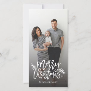Merry Christmas Chic Hand Lettered Holiday Photo Card