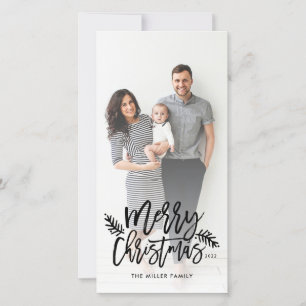 Merry Christmas Chic Hand Lettered Photo Holiday Card