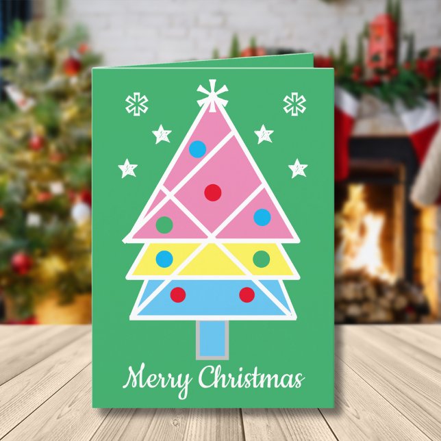 Merry Christmas Chic Script Name Modern Artsy Cool Holiday Card (Personalize this simple, cute light green Christmas card. Make it your own.)
