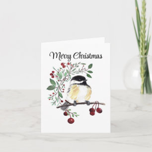 Merry Christmas Chickadee Holiday Card