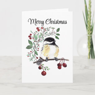 Merry Christmas Chickadee Holiday Card