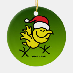 Merry Christmas Chicken Ceramic Tree Decoration