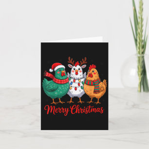 Merry Christmas Chicken Farmer Animal Santa Hat Xm Card