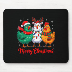 Merry Christmas Chicken Farmer Animal Santa Hat Xm Mouse Mat