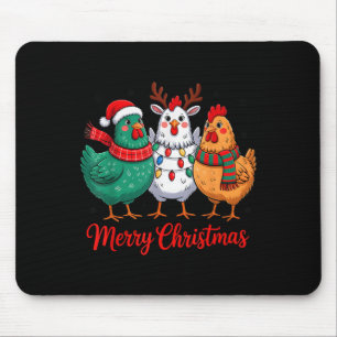 Merry Christmas Chicken Farmer Animal Santa Hat Xm Mouse Mat