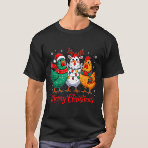 Merry Christmas Chicken Farmer Animal Santa Hat Xm T-Shirt