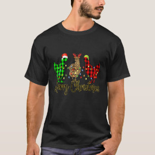 Merry Christmas Chicken Leopard Plaid Farmer Pajam T-Shirt