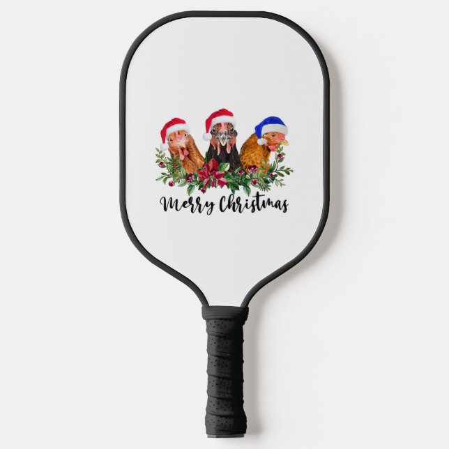 Merry Christmas Chicken Pickleball Paddle (Front)