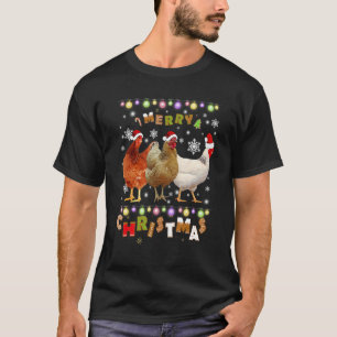 Merry Christmas Chicken Santa Hat Lights Xmas 1 T-Shirt