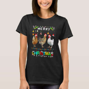 Merry Christmas Chicken  Santa Hat Lights Xmas  2 T-Shirt