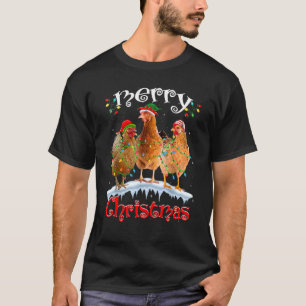 Merry Christmas Chicken Santa Hat Lights Xmas  2 T-Shirt