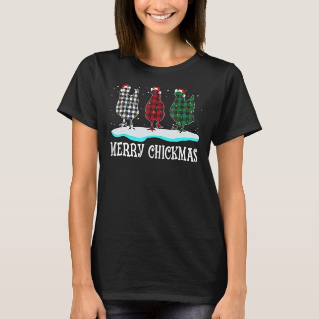 Merry Christmas Chicken  Santa Hat Lights Xmas  2 T-Shirt (Front)