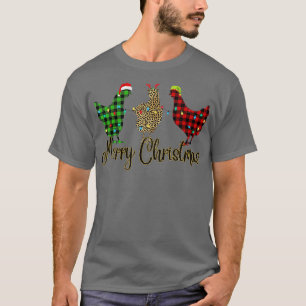 Merry Christmas Chicken  Santa Hat Lights Xmas Fun T-Shirt