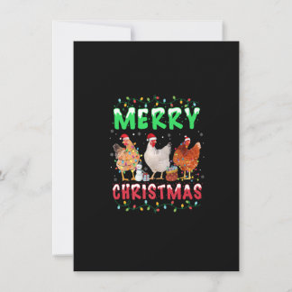 Merry Christmas Chicken Santa Hat Lights Xmas Kid  Invitation