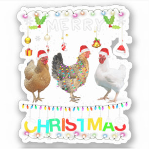 Merry Christmas Chicken Shirt Santa Hat Lights Xma