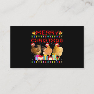 Merry Christmas Chicken Shirt Santa Hat Lights Xma Business Card