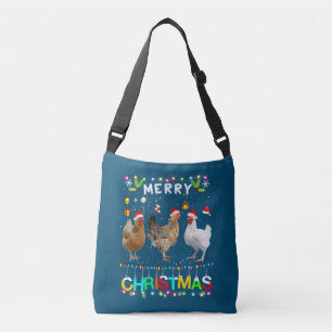 Merry Christmas Chicken Shirt Santa Hat Lights Xma Crossbody Bag