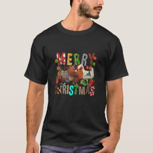 Merry Christmas Chicken Shirts Santa Hat Lights Xm