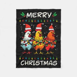 Merry Christmas Chickens Santa Xmas Farming Men Wo Fleece Blanket