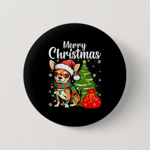 Merry Christmas Chihuahua  6 Cm Round Badge