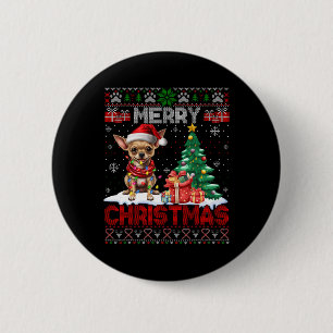 Merry Christmas Chihuahua Dog Lover Family Ugly Xm 6 Cm Round Badge