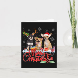 Merry Christmas Chihuahua Dogs Santa Reindeer Ligh Card