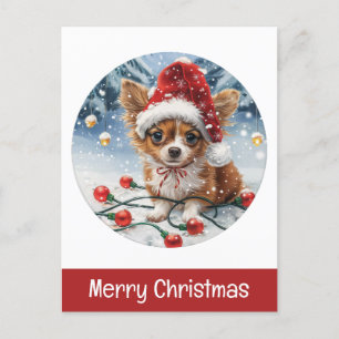 Merry Christmas Chihuahua Santa Dog Holiday Postcard
