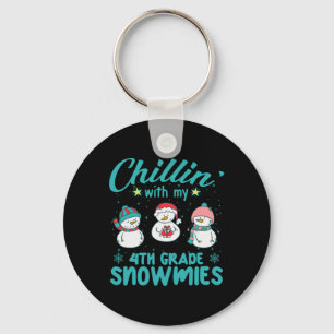 Merry Christmas Chillin' With My 4th Grade Snowmie Key Ring