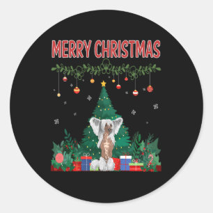 Merry Christmas Chinese Crested Classic Round Sticker