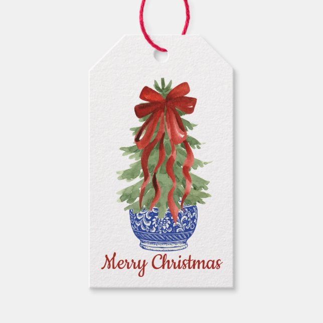 Merry Christmas Chinoiserie Gift Tag (Front)