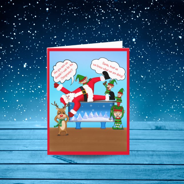 Merry Christmas Chiropractor Santa & Elves Holiday Card (Creator Uploaded)