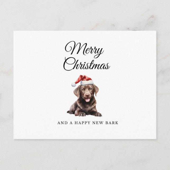 Merry Christmas chocolate lab holiday postcard (Front)