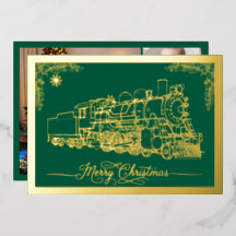 Merry Christmas Choo-choo train Green Gold