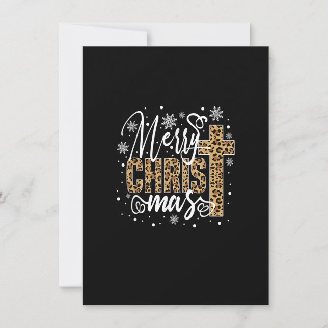 Merry Christmas Christ Cross Leopard Xmas Funny Ho Invitation (Front)
