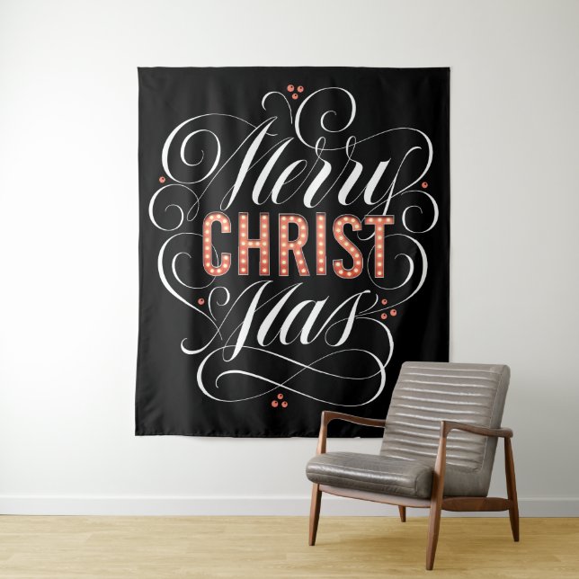 Merry CHRISTmas Christian Calligraphy Jesus Christ Tapestry (In Situ)