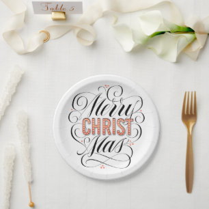 Merry CHRISTmas Christian Calligraphy Jesus God Paper Plate