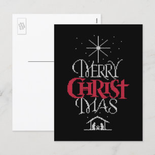 Merry CHRISTmas Christian Calligraphy Lettering Holiday Postcard
