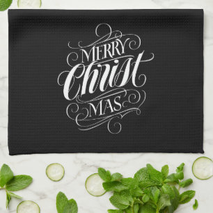 Merry CHRISTmas Christian Calligraphy Lettering Tea Towel