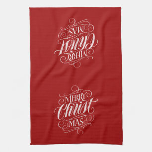 Merry CHRISTmas Christian Chalkboard Calligraphy Tea Towel