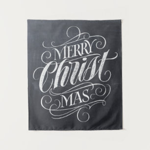 Merry CHRISTmas Christian Chalkboard Chalk Tapestry
