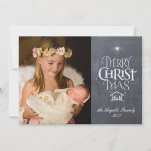 Merry Christmas Christian Chalkboard Customise Holiday Card