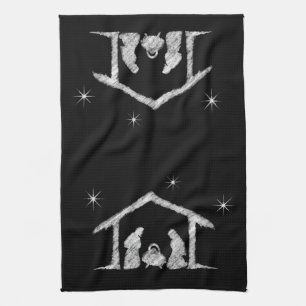 Merry CHRISTmas Christian Chalkboard Nativity Tea Towel