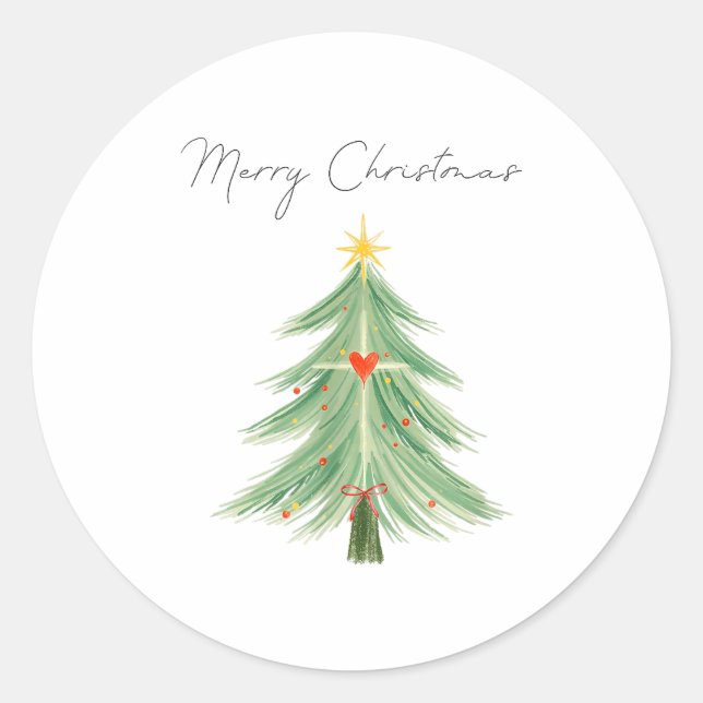 Merry Christmas Christian Faith Cross Holiday Jesu Classic Round Sticker (Front)