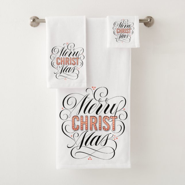 Merry CHRISTmas Christian Jesus Christ Calligraphy Bath Towel Set (Insitu)